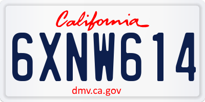 CA license plate 6XNW614