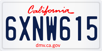 CA license plate 6XNW615