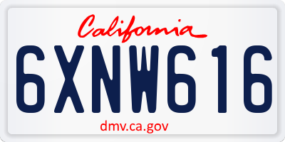 CA license plate 6XNW616