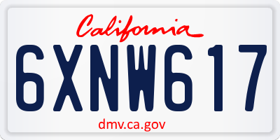 CA license plate 6XNW617