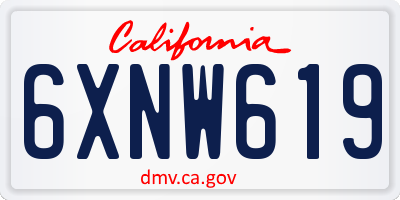 CA license plate 6XNW619