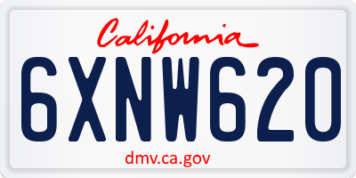 CA license plate 6XNW620
