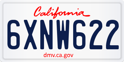 CA license plate 6XNW622
