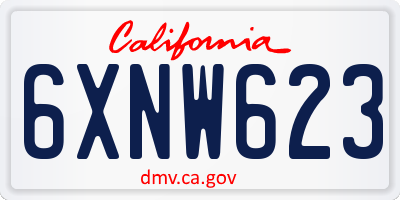 CA license plate 6XNW623