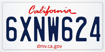CA license plate 6XNW624