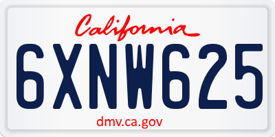 CA license plate 6XNW625