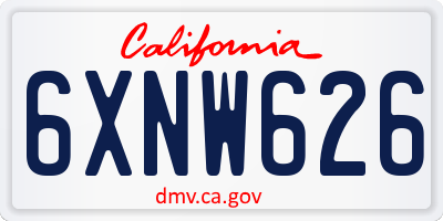 CA license plate 6XNW626