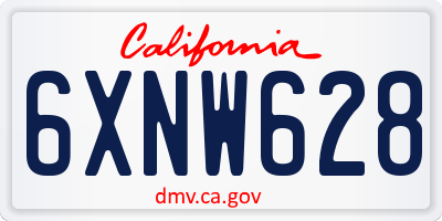 CA license plate 6XNW628
