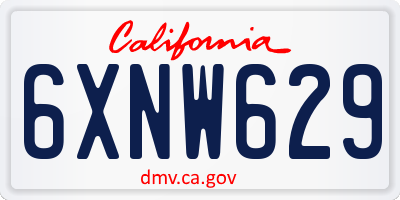 CA license plate 6XNW629