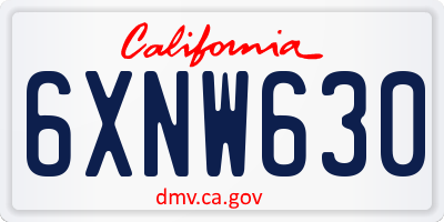CA license plate 6XNW630