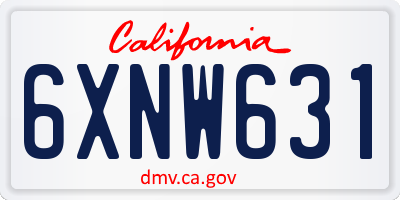 CA license plate 6XNW631