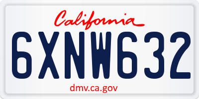 CA license plate 6XNW632