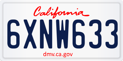 CA license plate 6XNW633