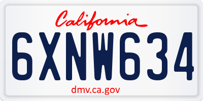 CA license plate 6XNW634