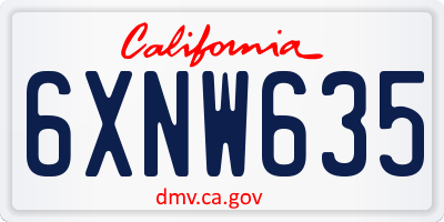CA license plate 6XNW635