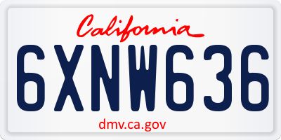 CA license plate 6XNW636