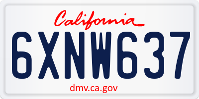 CA license plate 6XNW637