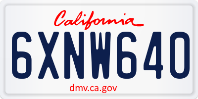 CA license plate 6XNW640