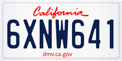 CA license plate 6XNW641