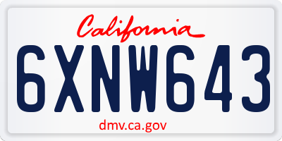 CA license plate 6XNW643