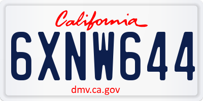 CA license plate 6XNW644
