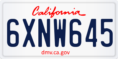 CA license plate 6XNW645