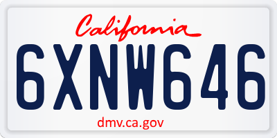 CA license plate 6XNW646