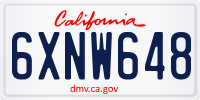 CA license plate 6XNW648