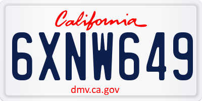CA license plate 6XNW649