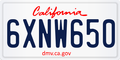 CA license plate 6XNW650