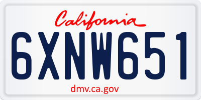 CA license plate 6XNW651