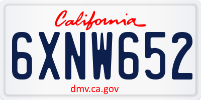 CA license plate 6XNW652