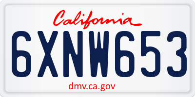 CA license plate 6XNW653