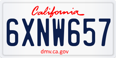 CA license plate 6XNW657