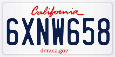 CA license plate 6XNW658