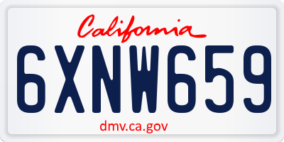 CA license plate 6XNW659