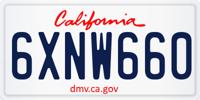 CA license plate 6XNW660