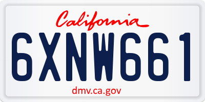 CA license plate 6XNW661