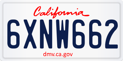 CA license plate 6XNW662