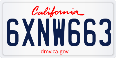 CA license plate 6XNW663