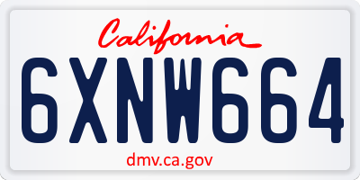 CA license plate 6XNW664