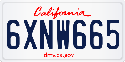 CA license plate 6XNW665