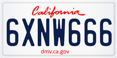 CA license plate 6XNW666