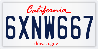 CA license plate 6XNW667