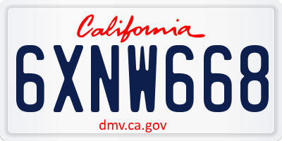 CA license plate 6XNW668
