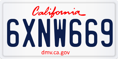 CA license plate 6XNW669