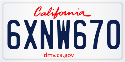 CA license plate 6XNW670