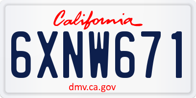 CA license plate 6XNW671