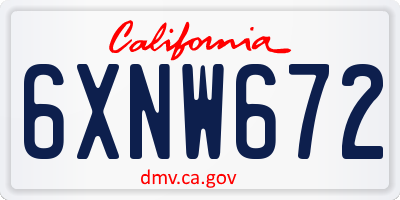 CA license plate 6XNW672