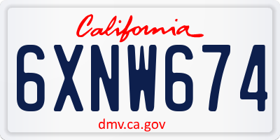 CA license plate 6XNW674